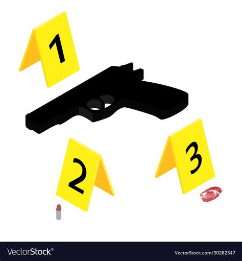 Crime Scene With Yellow Evidence Markers Vector Image