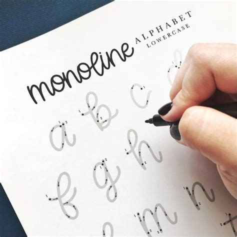 Free Practice Sheets Monoline Lowercase Alphabet — All Things Lu