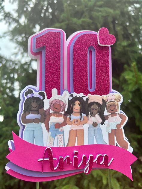 Girl Roblox Cake Topper Pink Roblox Birthday Party Cake Etsy