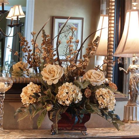 This simple dining room table by walker edison is just the thing for those with limited square footage. Roses, Hydrangeas & Feather Silk Floral Centerpiece | Silk ...