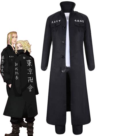 Tokyo Revengers Cosplay Draken Suit Black Long Sleeve Overcoat Tokyo