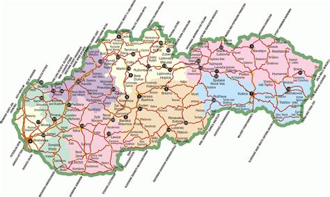 All regions, cities, roads, streets and buildings satellite view. Detailed road and administrative map of Slovakia. Slovakia ...