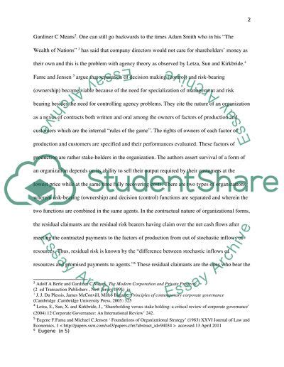separation of ownership and control for modern corporations essay example topics and well