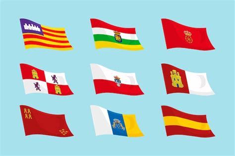 Premium Vector Flat Design Spanish Regions Flag Collection Illustration
