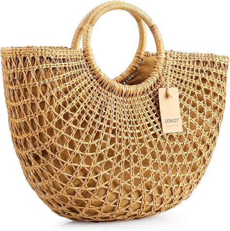 Natural Chic Straw Bag Handwoven Round Handle Handbags Retro Casual