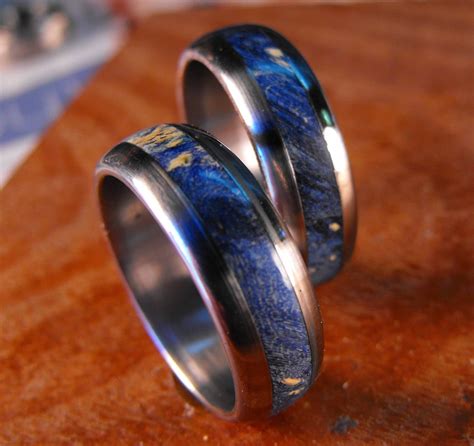Titanium Rings Wedding Rings Wedding Ring Set His And Hers Regarding Wood Inlay Mens Wedding Bands 