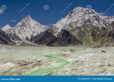 K2 And Broad Peak Peak Are Beautiful Mountains In Karakorum Range