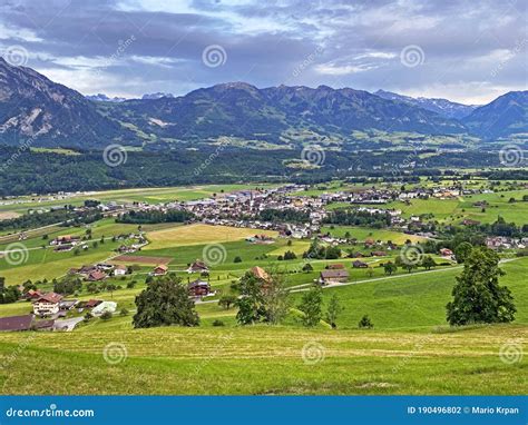 The Settlement Of Alpnach Dorf In The Valley Of Lake Alpnachersee And