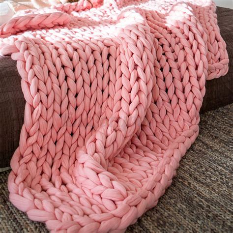 Large Soft Warm Handmade Chunky Knit Blanket Thick Yarn Wool Bulky 