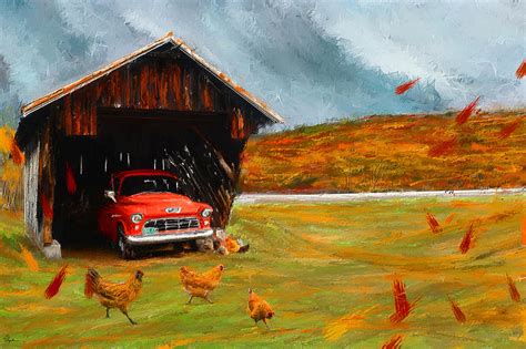 Autumnal Restful View Farm Scene Paintings Painting By Lourry Legarde