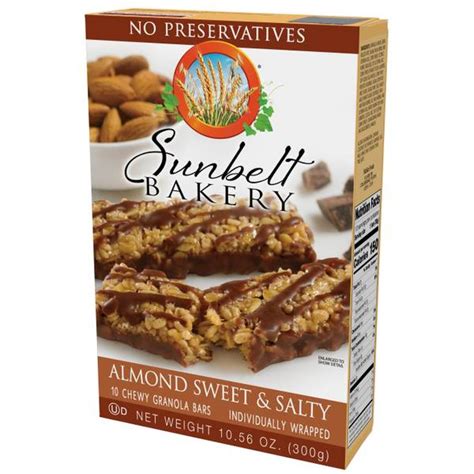 Line a 15 x10 jelly roll pan with parchment paper. Sunbelt Bakery Sweet & Salty Almond Granola Bars | Blain's ...