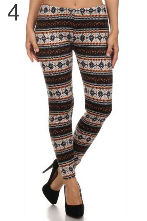 Plus Size Fur Lined Print Leggings Warm Winter Stretchy Pants Fleece X