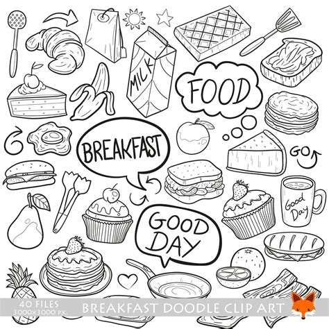 Friday, august 9 richard graham. Breakfast Lunch Fast Food Launch Cooking Doodle Icons Clipart
