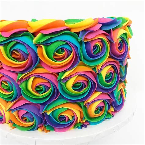 Rainbow Rose Cake Kelseyelizabethcakes Rose Cake Rainbow Cake