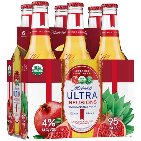 Michelob Ultra Infusions Pomegranate And Agave Beer 12 Oz Bottles Shop