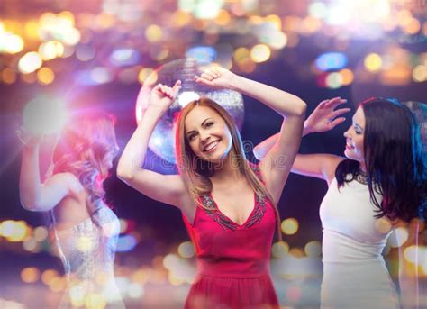 Happy Women Dancing At Night Club Stock Photo Image Of Clubbing