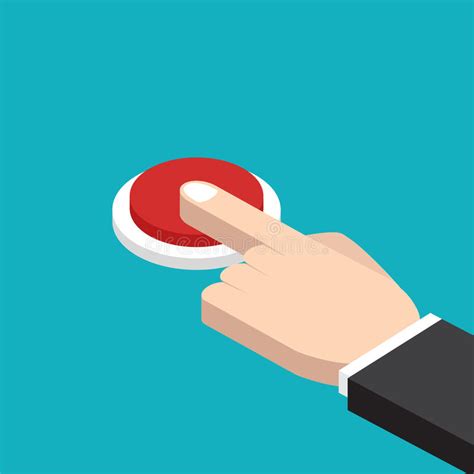 Hand Pressing Red Button Vector Illustration Stock Vector