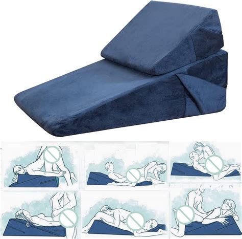 2 5 foot long sex pillow cushion triangle set for couples 2x blue