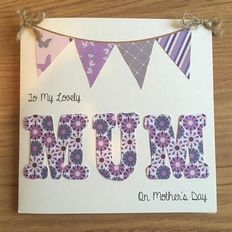 Mum Bunting Card For Birthday Or Mothers Day Cards Handmade Ts