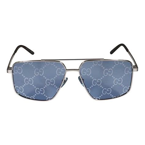 gucci gg pattern lens aviator sunglasses blue 648678 i0330 8149 kickscrew