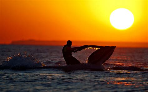 Jet Ski In Sunset Beach Beautiful Wallpapers Hd Desktop And Mobile Backgrounds