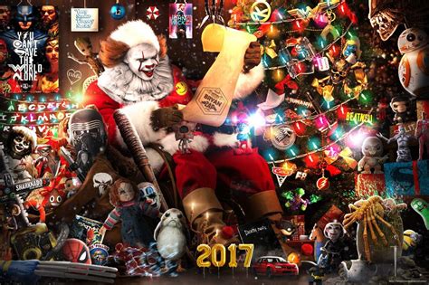A Collage Of Clowns And Christmas Decorations With The Word Too Written