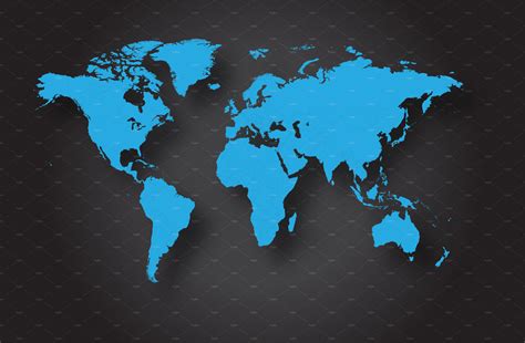 World Map Vector Blue Custom Designed Web Elements Creative Market