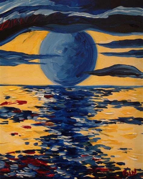 My Blue Moon Over Water Painted Painting With A Twist Miami