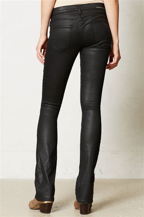 Lyst Currentelliott Coated Slim Bootcut Jeans In Black