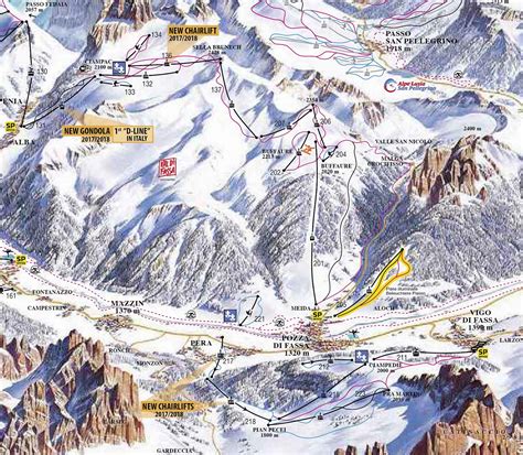 Val Di Fassa Skiing And Snowboarding Terrain Ski Lifts Trail Maps