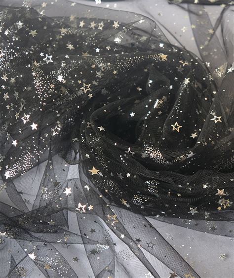Silver Glitter Star Tulle Mesh Lace Fabric Bridal Tulle Etsy