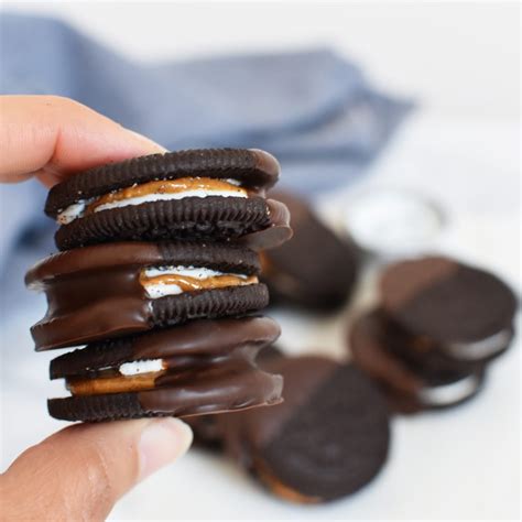 Chocolate Dipped Peanut Butter Oreo Cookies Anne Travel Foodie