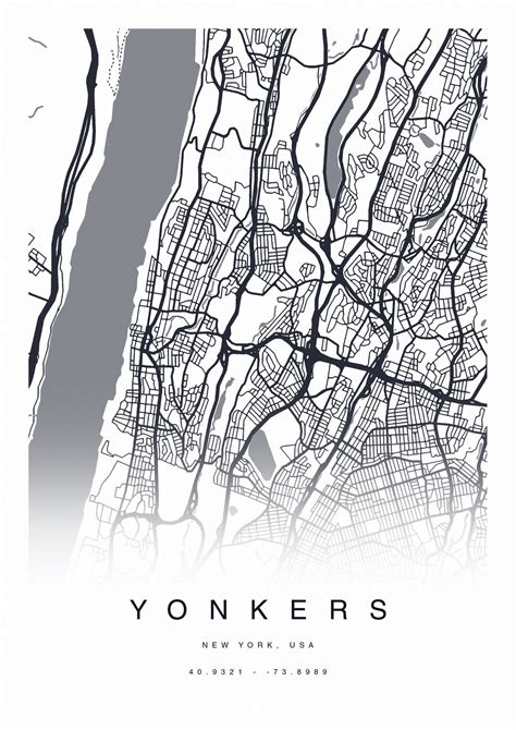 Printable Yonkers Map Print Map Of Yonkers Yonkers Map Etsy
