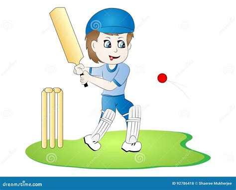 Cartoon Vector Cricketer Batsman 92786418