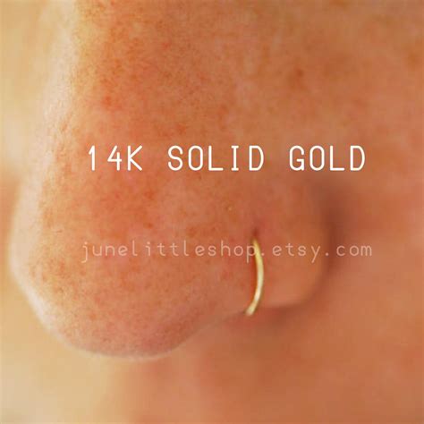 Nose Ring 14k Gold Nose Hoop Solid Gold Nose Ring Hoop 24 22201816 Gauge Nose Ring Thin
