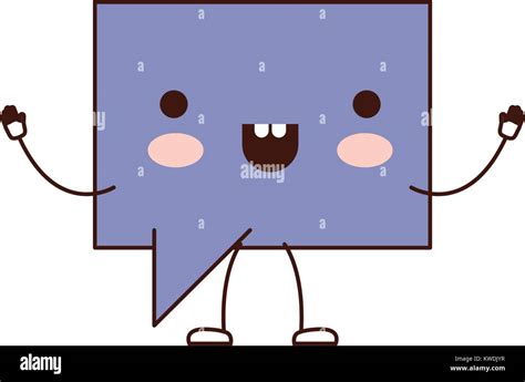 Animated Kawaii Square Dialogue Speech With Tail In Colorful Silhouette