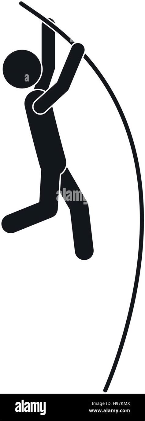 Monochrome Silhouette Pole Vault Man Vector Illustration Stock Vector