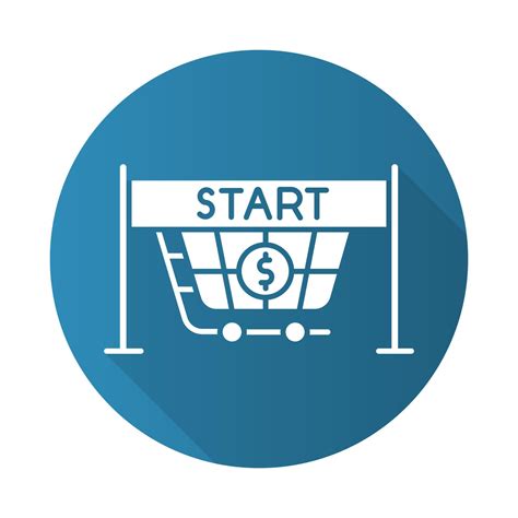 Start Selling Blue Flat Design Long Shadow Glyph Icon Store Opening