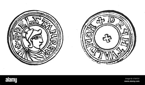 Drawing Of A Silver Penny From The Reign Of King Æthelstan Or Athelstan