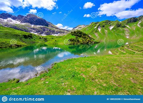 Lake Schrecksee A Beautiful Turquoise Alpine Lake In The Allgaeu Alps