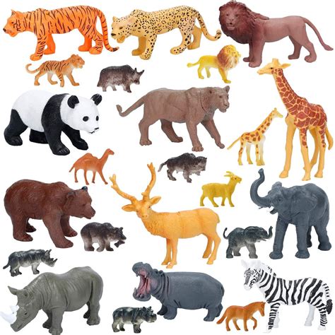 Kimicare Jumbo Safari Wild Zoo Animals Action Figure Set 24 Pieces