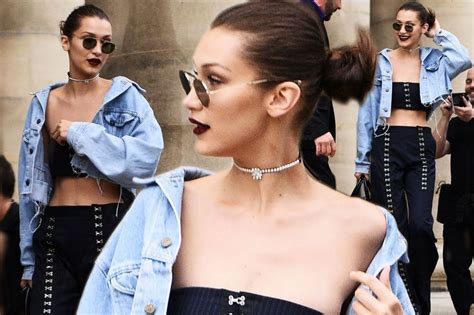 Bella Hadid Is A Beauty As She Shows Off Slim Figure And Washboard Abs In Tiny Corset Style Crop