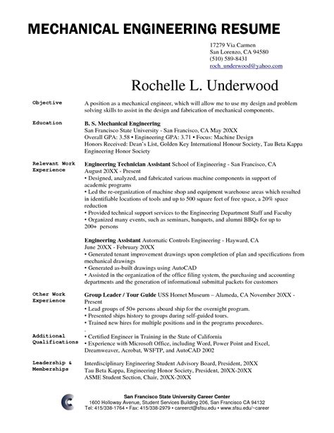 Resume Templates For Engineers