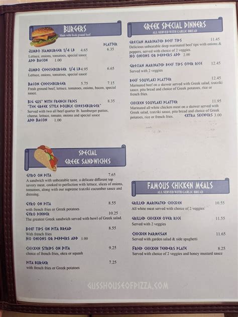 Menu at Kershaw House of Pizza pizzeria, Kershaw
