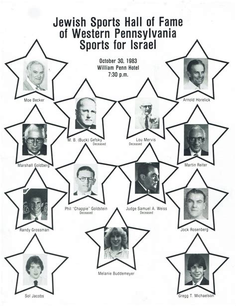 Jewish Sports Hall Of Fame Years Archive Jewish Community Center Pittsburgh