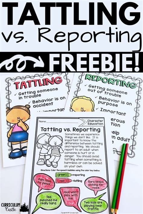 Free Tattling Vs Reporting Classroom Behavior Management Classroom