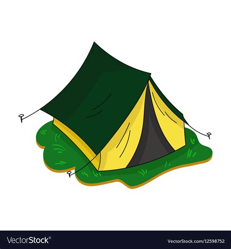 Yellow Tent Icon In Cartoon Style Isolated On Vector Image