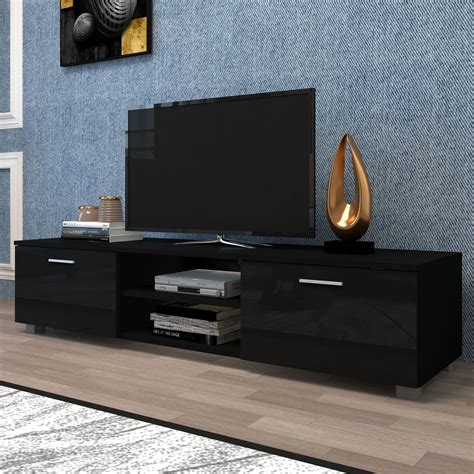 Black Modern Tv Stand For 70 Inch Tv Stands Media Console Entertainment Center Television Table