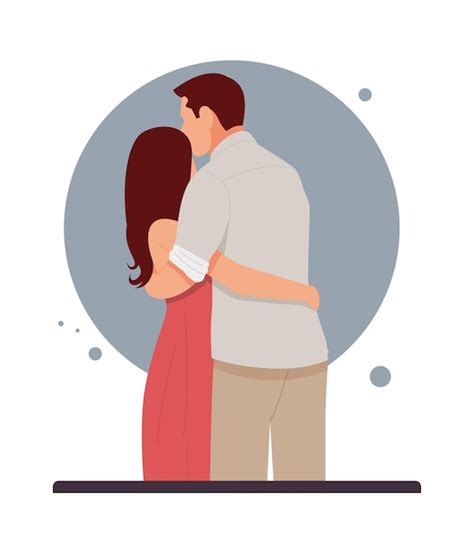 premium vector portrait of romantic couple hugging