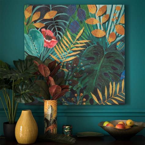 Tropical Print Canvas 80x80 Maisons Du Monde Tropical Wall Decor